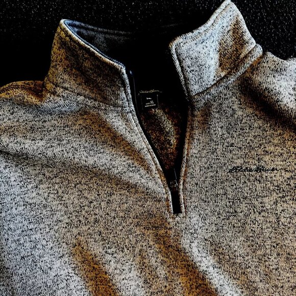 Eddie Bauer Mens XL Sweater Shirt 1/4 Zip Pullover Heather Gray - Picture 2 of 4